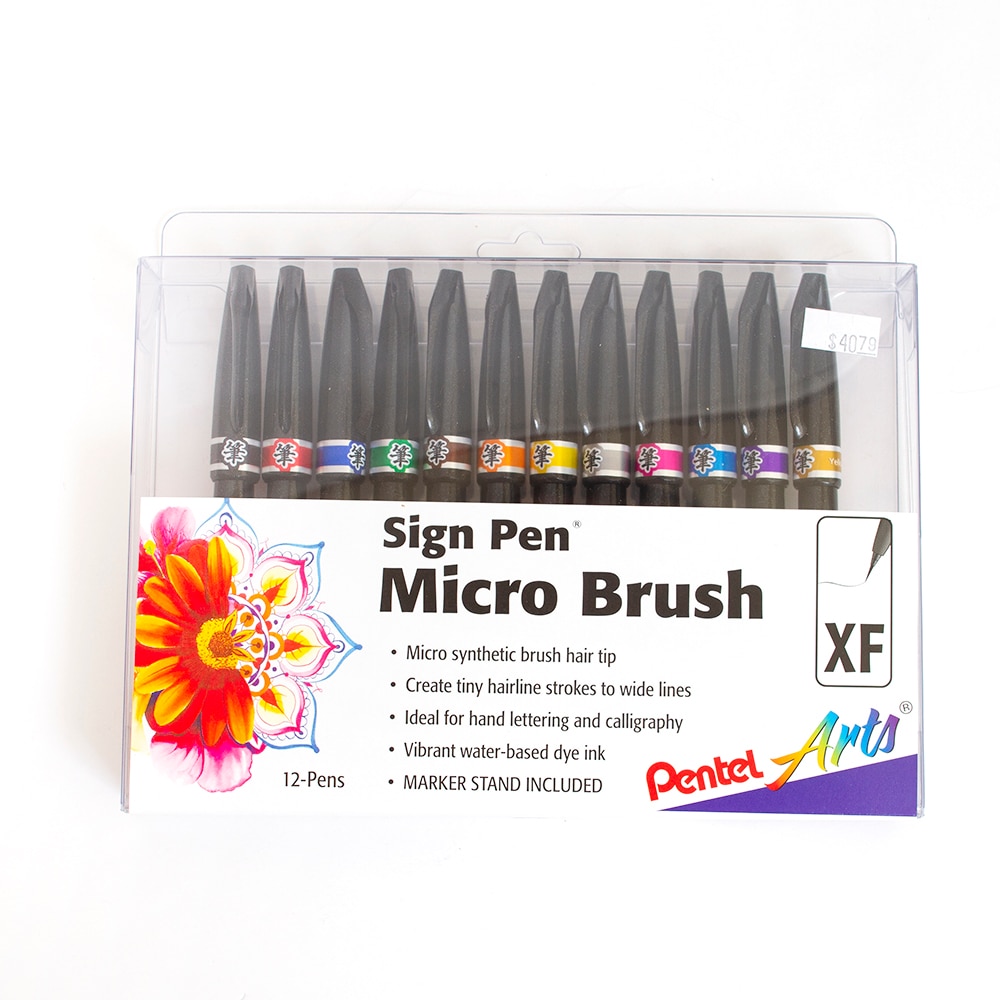 Pentel, Brush Pen, Art & School, Arts, Micro, Sign Pen, 12 pack, 420014